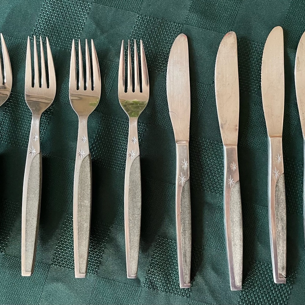 Vintage MCM Starburst 10 Piece Flatware Set from Japan